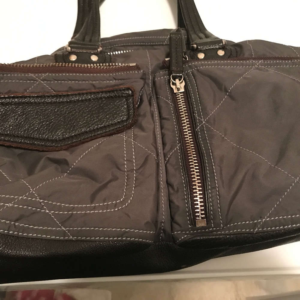 Grey Prada Sport Vela Nylon & Leather Shoulder Bag